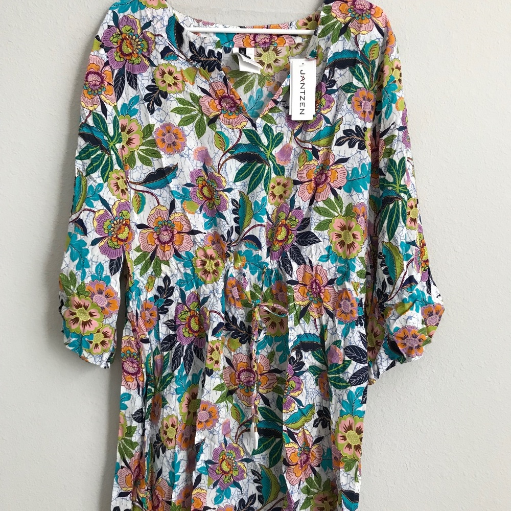 Jantzen Woven Printed Cover-Up Tunic Dress - Summer (sz M) a500956
